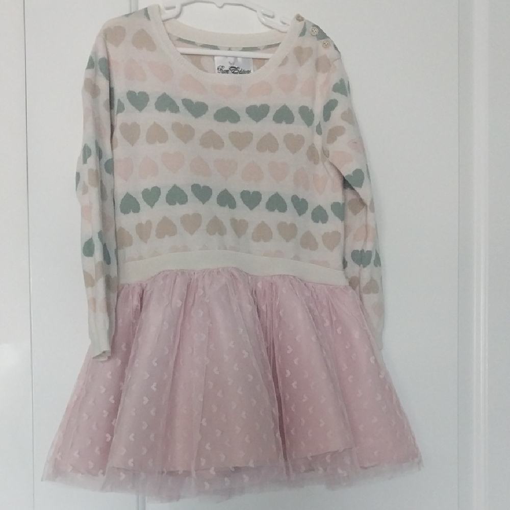 Rare Editions Cream and Green Patterned Dress